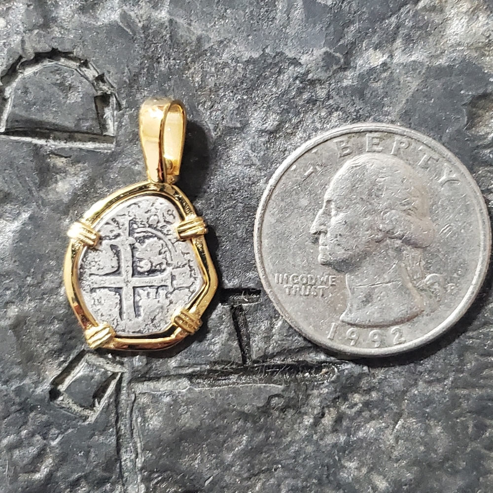 COPY - 14kt gold overlay on silver Atocha coin